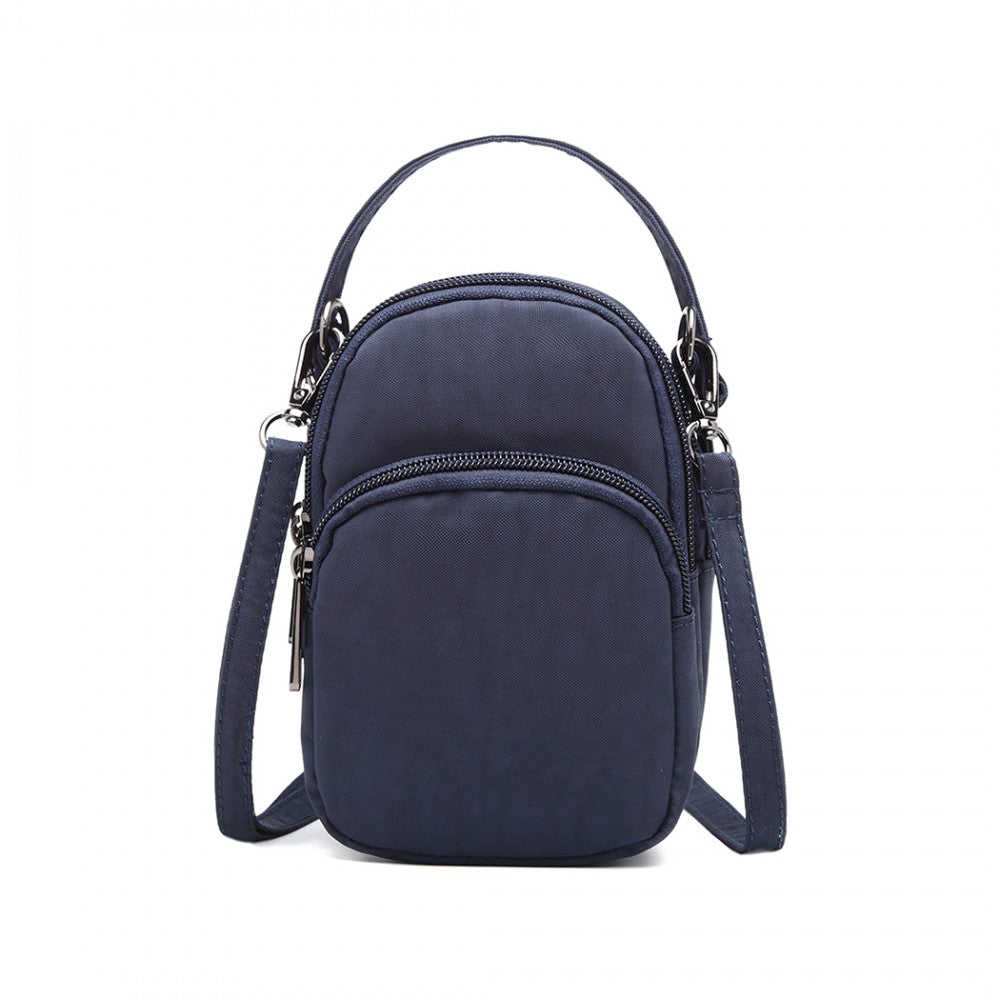 E6901 - KONO COMPACT MULTI COMPARTMENT CROSS BODY BAG - NAVY BLUE - The Baggage Shop