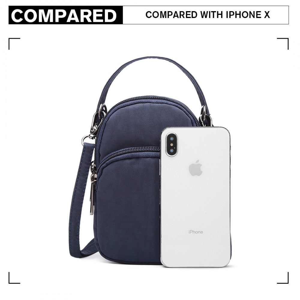 E6901 - KONO COMPACT MULTI COMPARTMENT CROSS BODY BAG - NAVY BLUE - The Baggage Shop