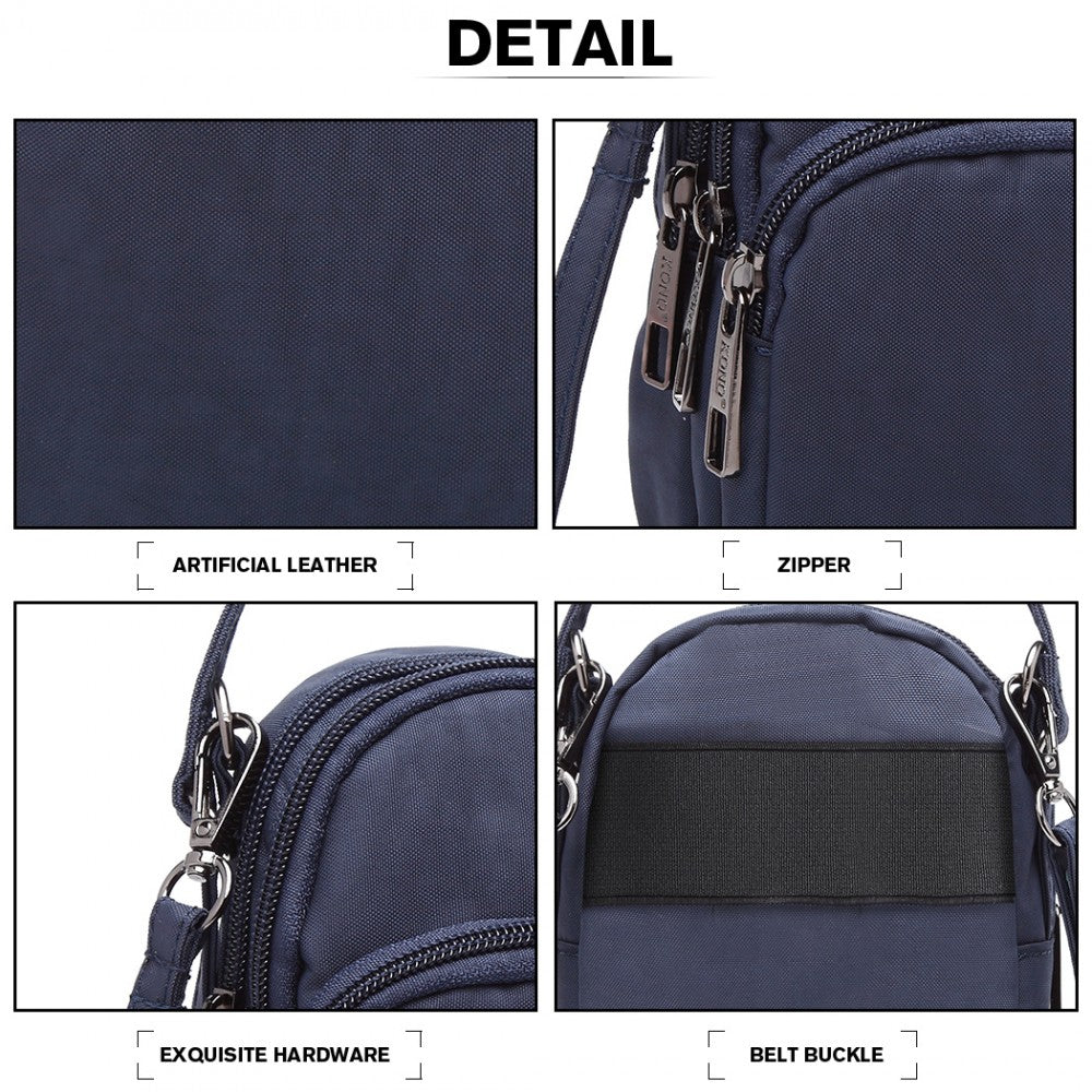 E6901 - KONO COMPACT MULTI COMPARTMENT CROSS BODY BAG - NAVY BLUE - The Baggage Shop