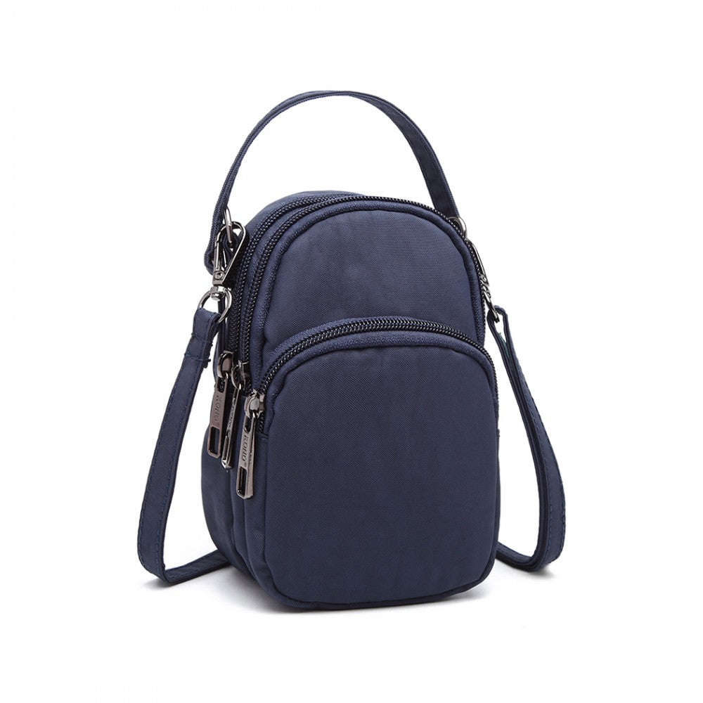 E6901 - KONO COMPACT MULTI COMPARTMENT CROSS BODY BAG - NAVY BLUE - The Baggage Shop