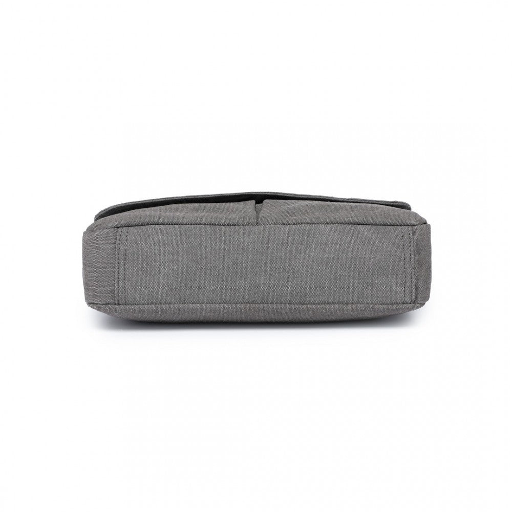 MSK2421 - KONO DURABLE CANVAS CROSSBODY BAG WITH VELCRO FLAP CLOSURE FOR EVERYDAY USE - GREY - The Baggage Shop