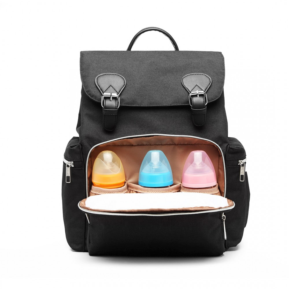 E1976 - KONO TRAVEL BABY CHANGING BACKPACK WITH USB CHARGING INTERFACE - BLACK - The Baggage Shop