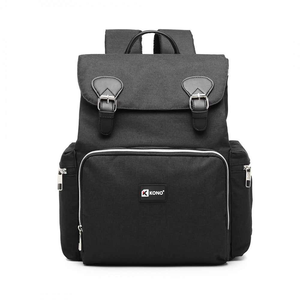 E1976 - KONO TRAVEL BABY CHANGING BACKPACK WITH USB CHARGING INTERFACE - BLACK - The Baggage Shop