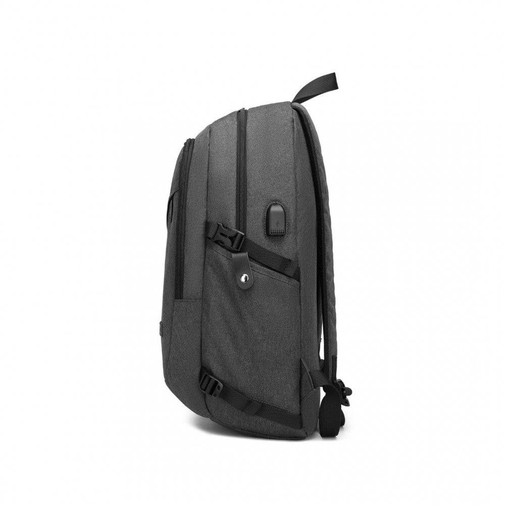 E6715 - KONO BUSINESS LAPTOP BACKPACK WITH USB CHARGING PORT - DARK GREY - The Baggage Shop