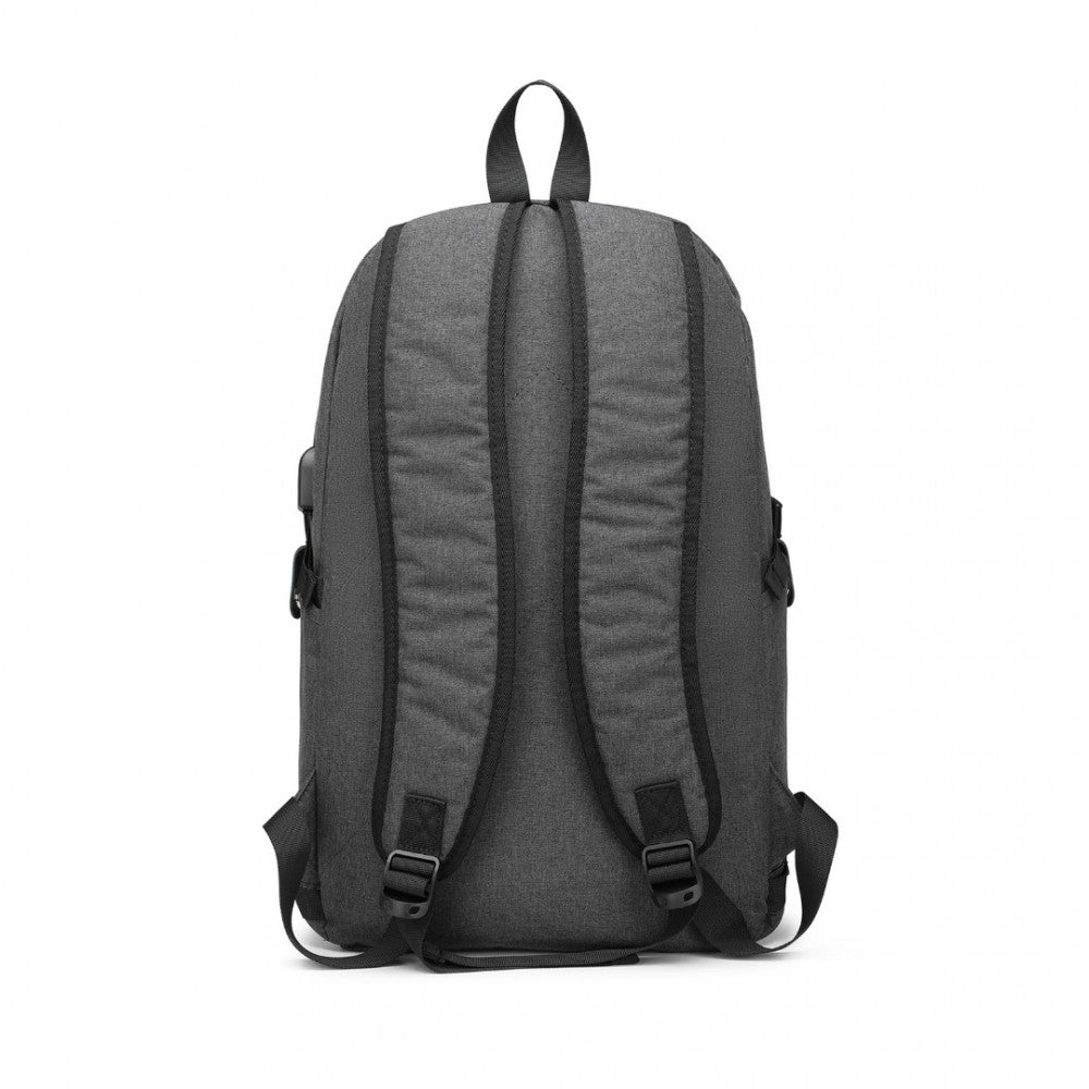 E6715 - KONO BUSINESS LAPTOP BACKPACK WITH USB CHARGING PORT - DARK GREY - The Baggage Shop