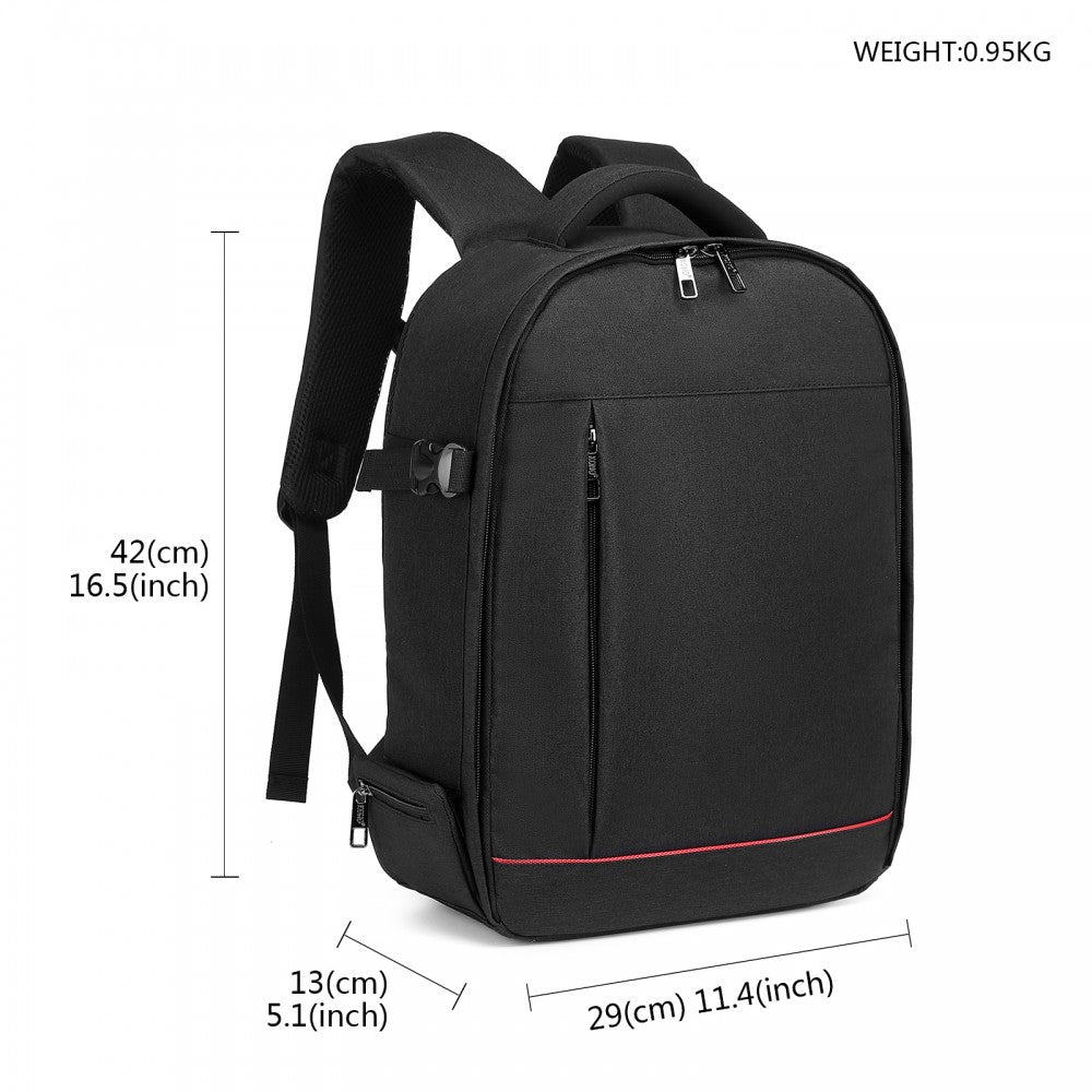 E6928 - KONO WATER RESISTANT SHOCKPROOF DSLR CAMERA BACKPACK - BLACK - The Baggage Shop