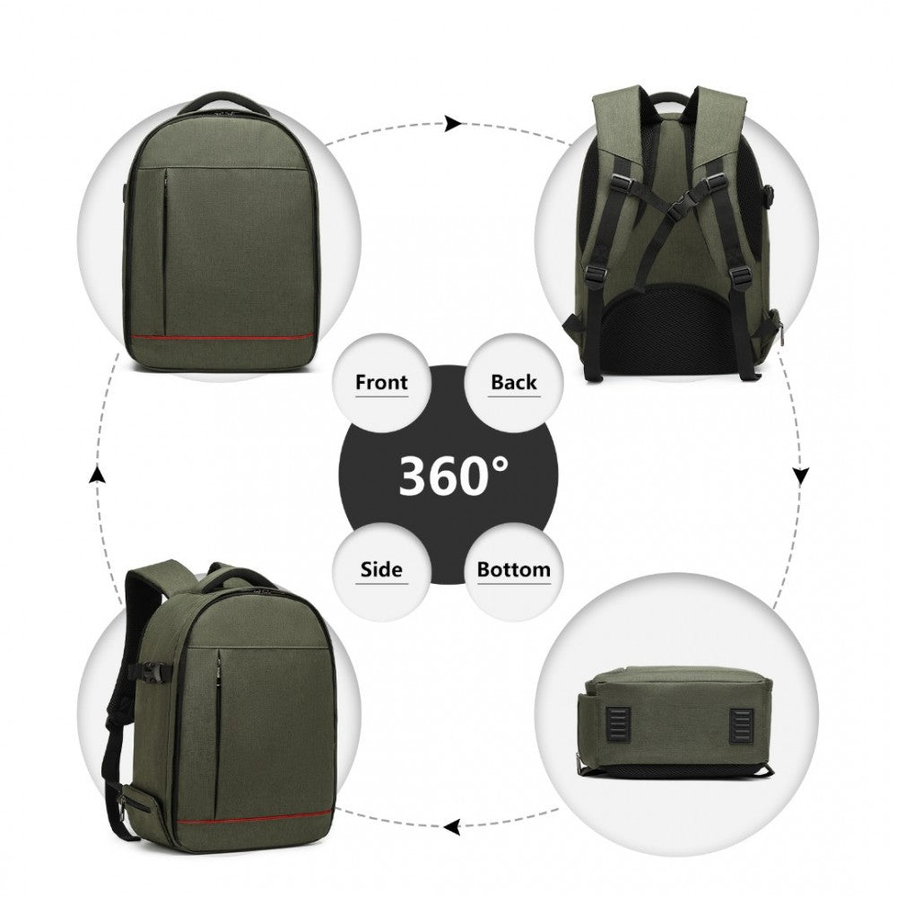 E6928 - KONO WATER RESISTANT SHOCKPROOF DSLR CAMERA BACKPACK - GREEN - The Baggage Shop