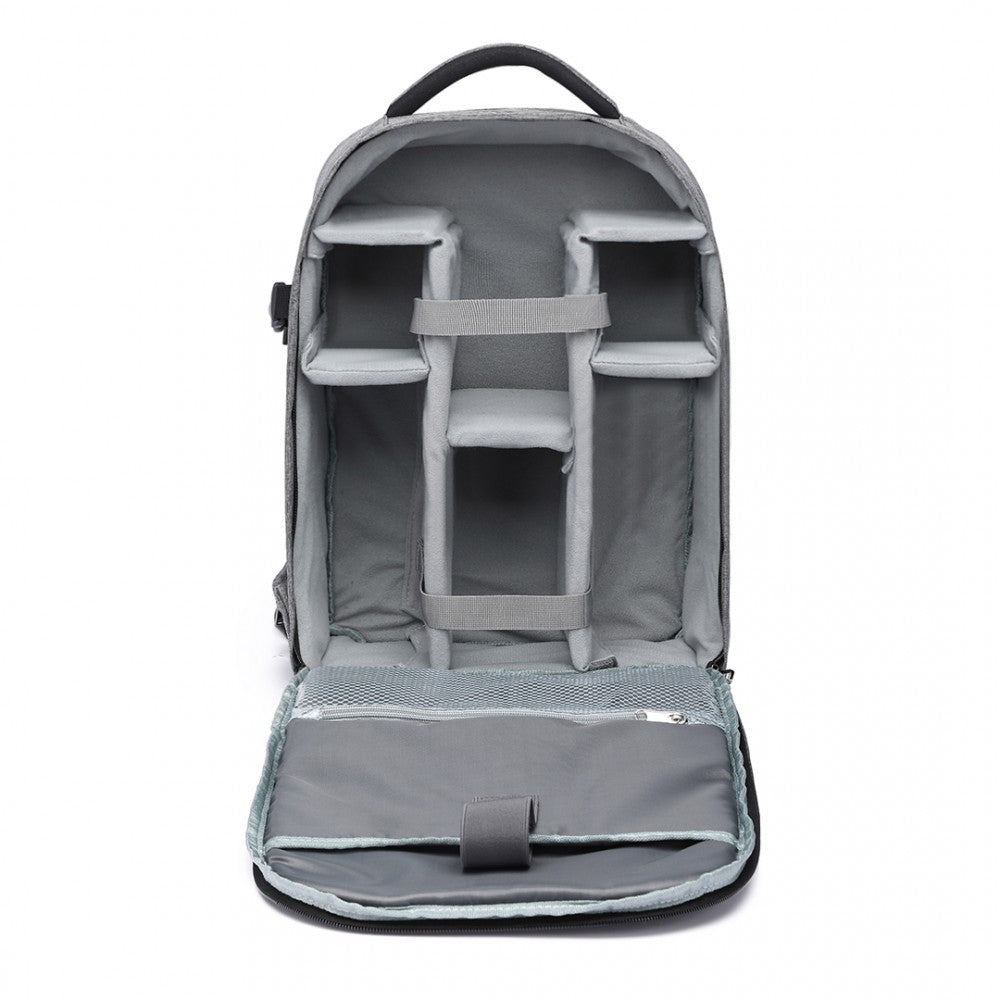 E6928 - KONO WATER RESISTANT SHOCKPROOF DSLR CAMERA BACKPACK - GREY - The Baggage Shop