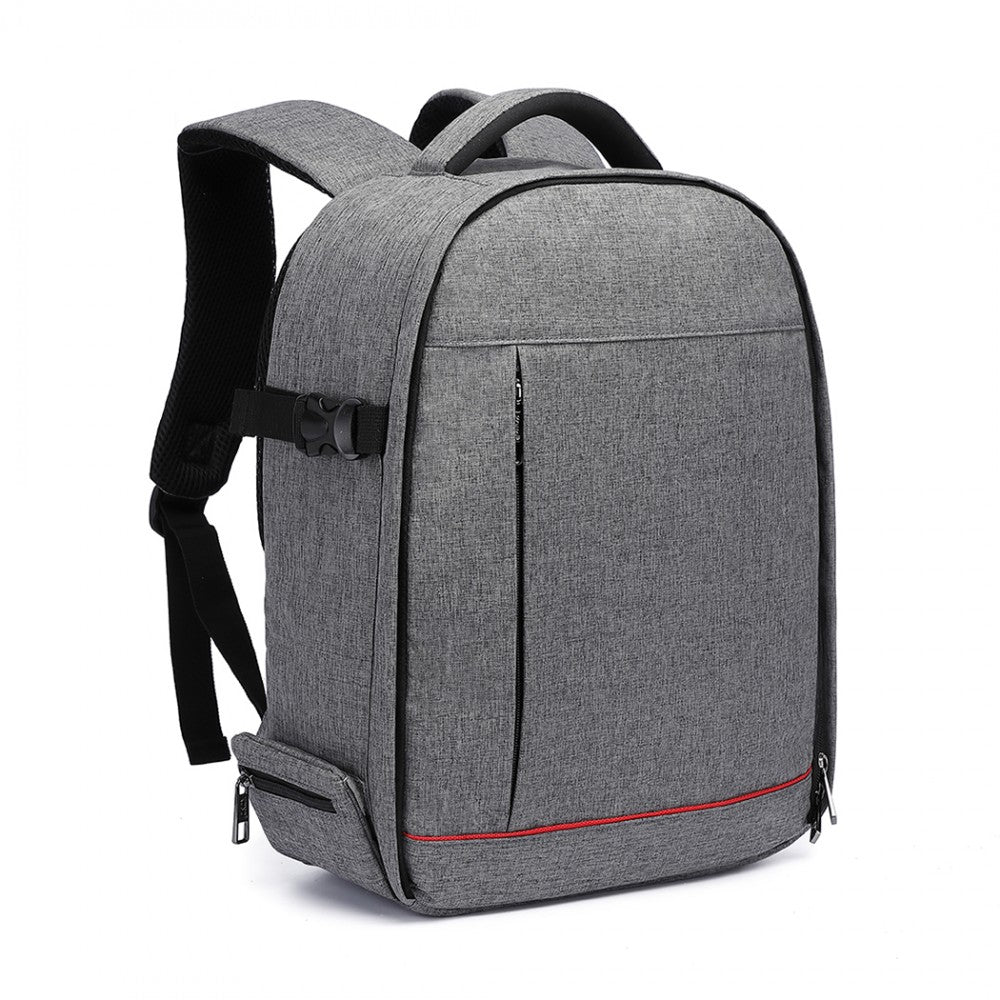 E6928 - KONO WATER RESISTANT SHOCKPROOF DSLR CAMERA BACKPACK - GREY - The Baggage Shop
