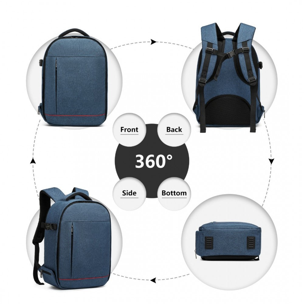 E6928 - KONO WATER RESISTANT SHOCKPROOF DSLR CAMERA BACKPACK - NAVY - The Baggage Shop