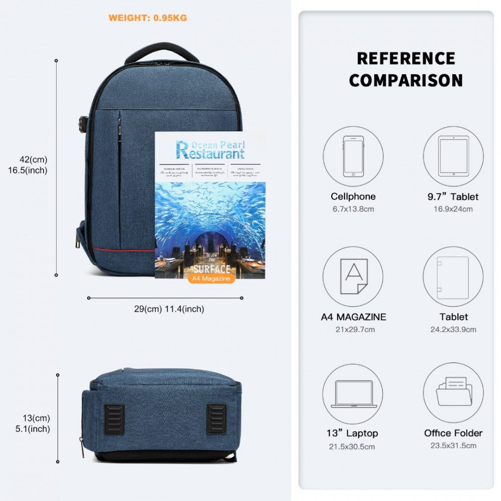 E6928 - KONO WATER RESISTANT SHOCKPROOF DSLR CAMERA BACKPACK - NAVY - The Baggage Shop
