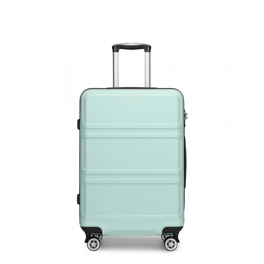K1871-1L - KONO ABS 24 INCH SCULPTED HORIZONTAL DESIGN SUITCASE - MINT GREEN - The Baggage Shop