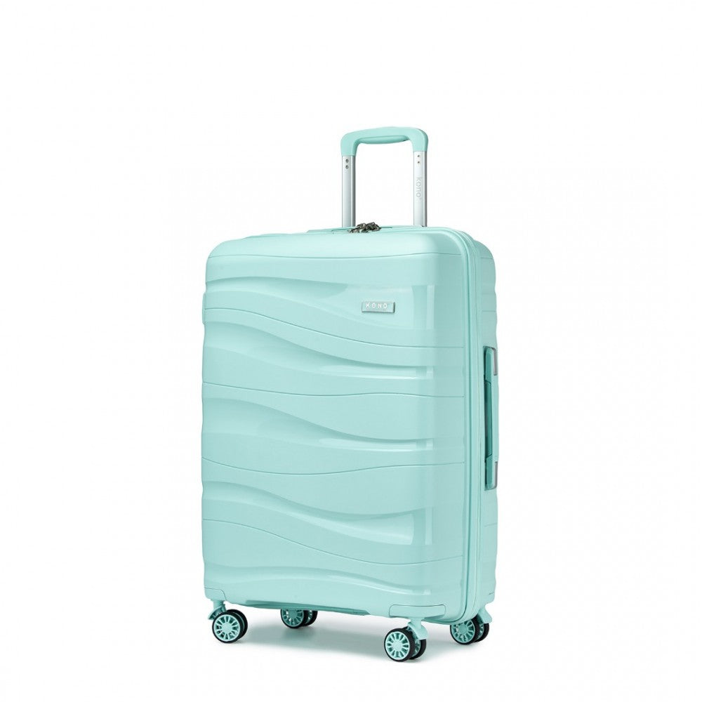 K2094L - KONO LIGHTWEIGHT POLYPROPYLENE HARD SHELL 3 PIECE SUITCASE SET WITH TSA LOCK - MINT GREEN - The Baggage Shop