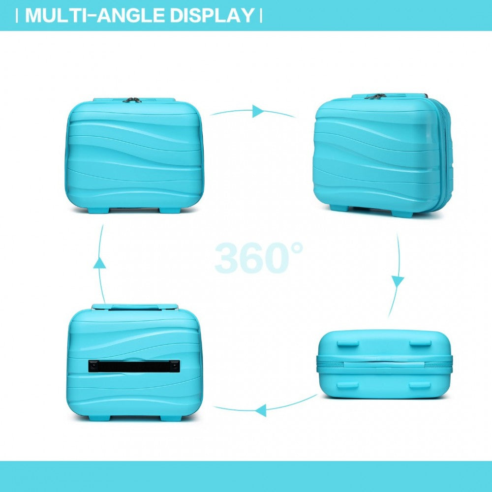 K2094L - KONO LIGHTWEIGHT POLYPROPYLENE HARD SHELL 4 PIECE SUITCASE SET WITH TSA LOCK AND VANITY CASE - BLUE - The Baggage Shop