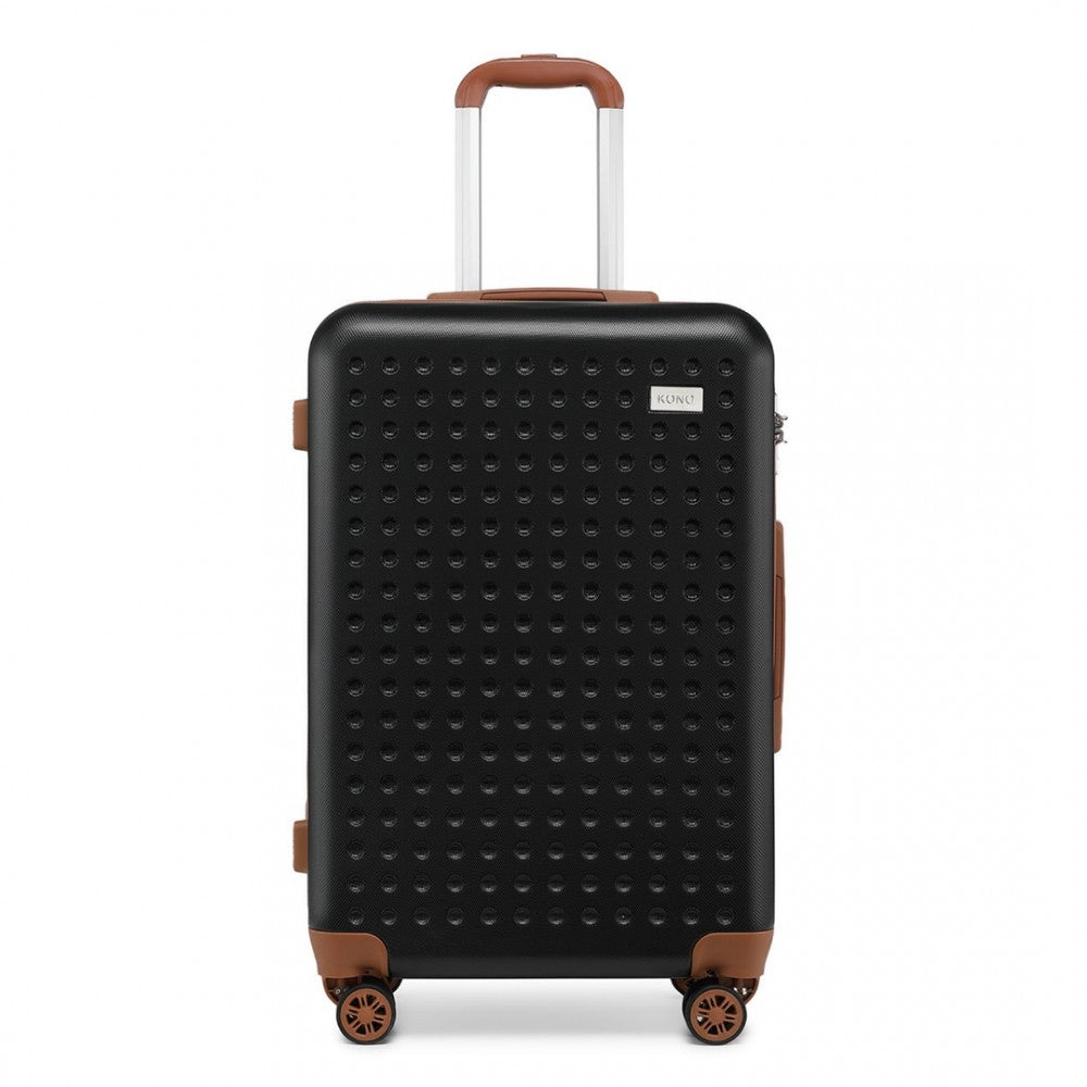 K2394L - KONO FLEXIBLE HARD SHELL ABS SUITCASE WITH TSA LOCK AND VANITY CASE 4 PIECE SET - BLACK - The Baggage Shop