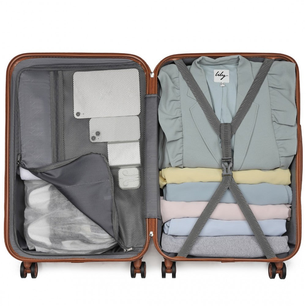 KSK2486 - KONO STYLISH ABS+PC 28 INCH POLKA DOT HARD SHELL SUITCASE WITH TSA LOCK - YELLOW AND BROWN - The Baggage Shop