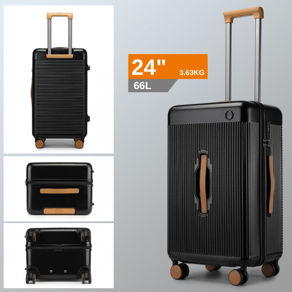 KSK2488 - KONO 24 INCH PREMIUM HARD SHELL CHECK-IN SUITCASE DURABLE ABS AND PC WITH TSA LOCK AND MULTI-HANDLE DESIGN FOR EFFORTLESS TRAVEL - BLACK AND BROWN - The Baggage Shop