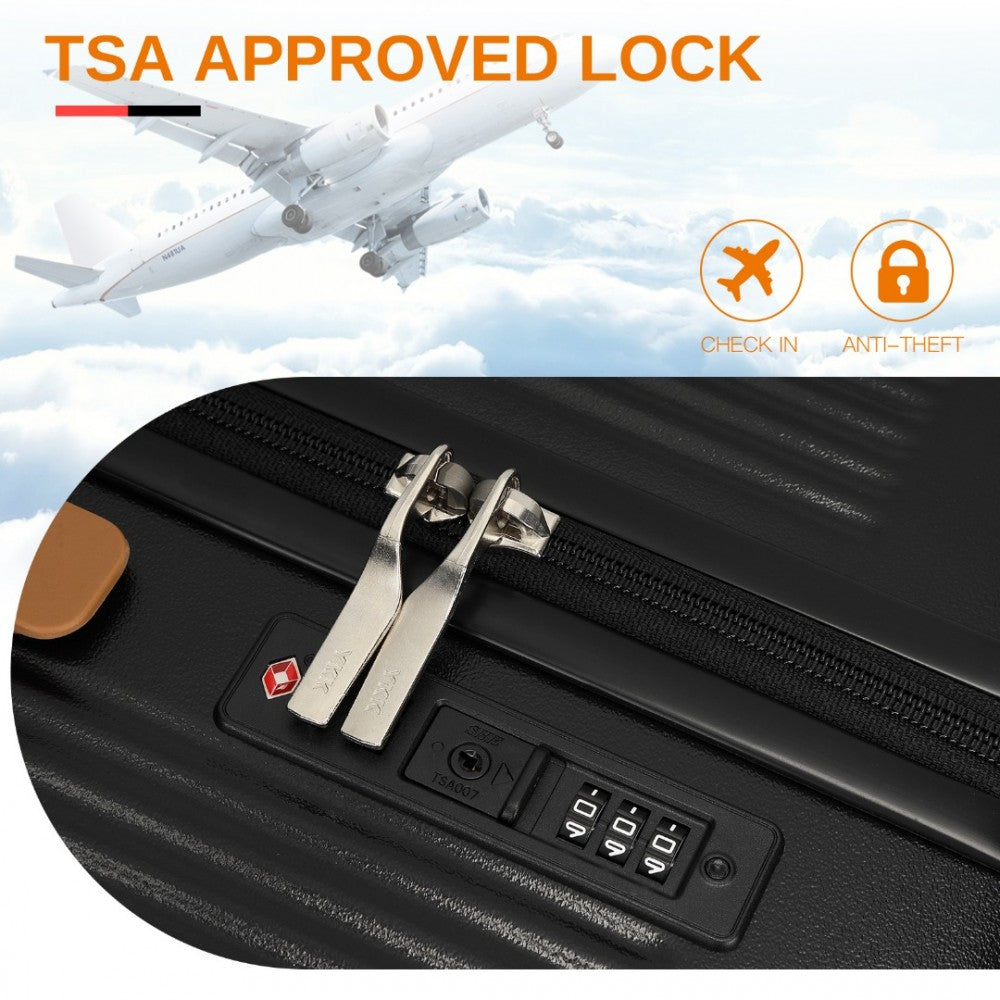 KSK2488 - KONO 24 INCH PREMIUM HARD SHELL CHECK-IN SUITCASE DURABLE ABS AND PC WITH TSA LOCK AND MULTI-HANDLE DESIGN FOR EFFORTLESS TRAVEL - BLACK AND BROWN - The Baggage Shop