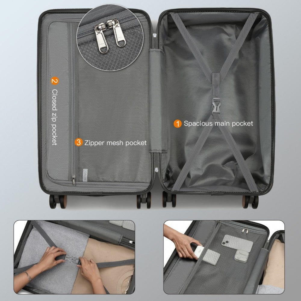 KSK2488 - KONO 24 INCH PREMIUM HARD SHELL CHECK-IN SUITCASE DURABLE ABS AND PC WITH TSA LOCK AND MULTI-HANDLE DESIGN FOR EFFORTLESS TRAVEL - GREY AND BROWN - The Baggage Shop