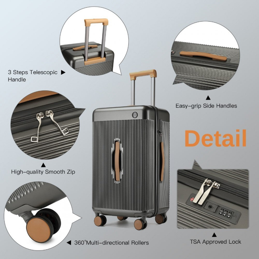KSK2488 - KONO 24 INCH PREMIUM HARD SHELL CHECK-IN SUITCASE DURABLE ABS AND PC WITH TSA LOCK AND MULTI-HANDLE DESIGN FOR EFFORTLESS TRAVEL - GREY AND BROWN - The Baggage Shop