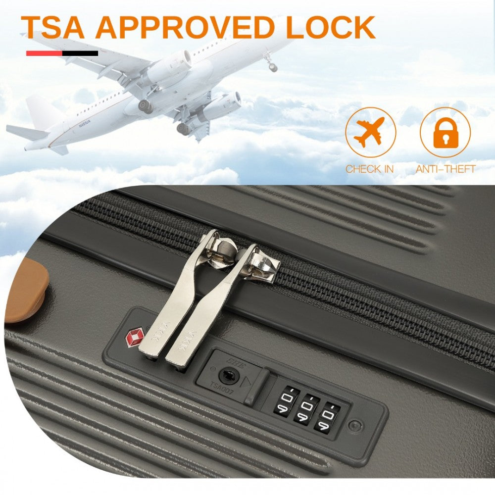 KSK2488 - KONO 24 INCH PREMIUM HARD SHELL CHECK-IN SUITCASE DURABLE ABS AND PC WITH TSA LOCK AND MULTI-HANDLE DESIGN FOR EFFORTLESS TRAVEL - GREY AND BROWN - The Baggage Shop