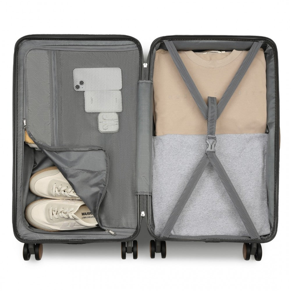KSK2488 - KONO 24 INCH PREMIUM HARD SHELL CHECK-IN SUITCASE DURABLE ABS AND PC WITH TSA LOCK AND MULTI-HANDLE DESIGN FOR EFFORTLESS TRAVEL - GREY AND BROWN - The Baggage Shop