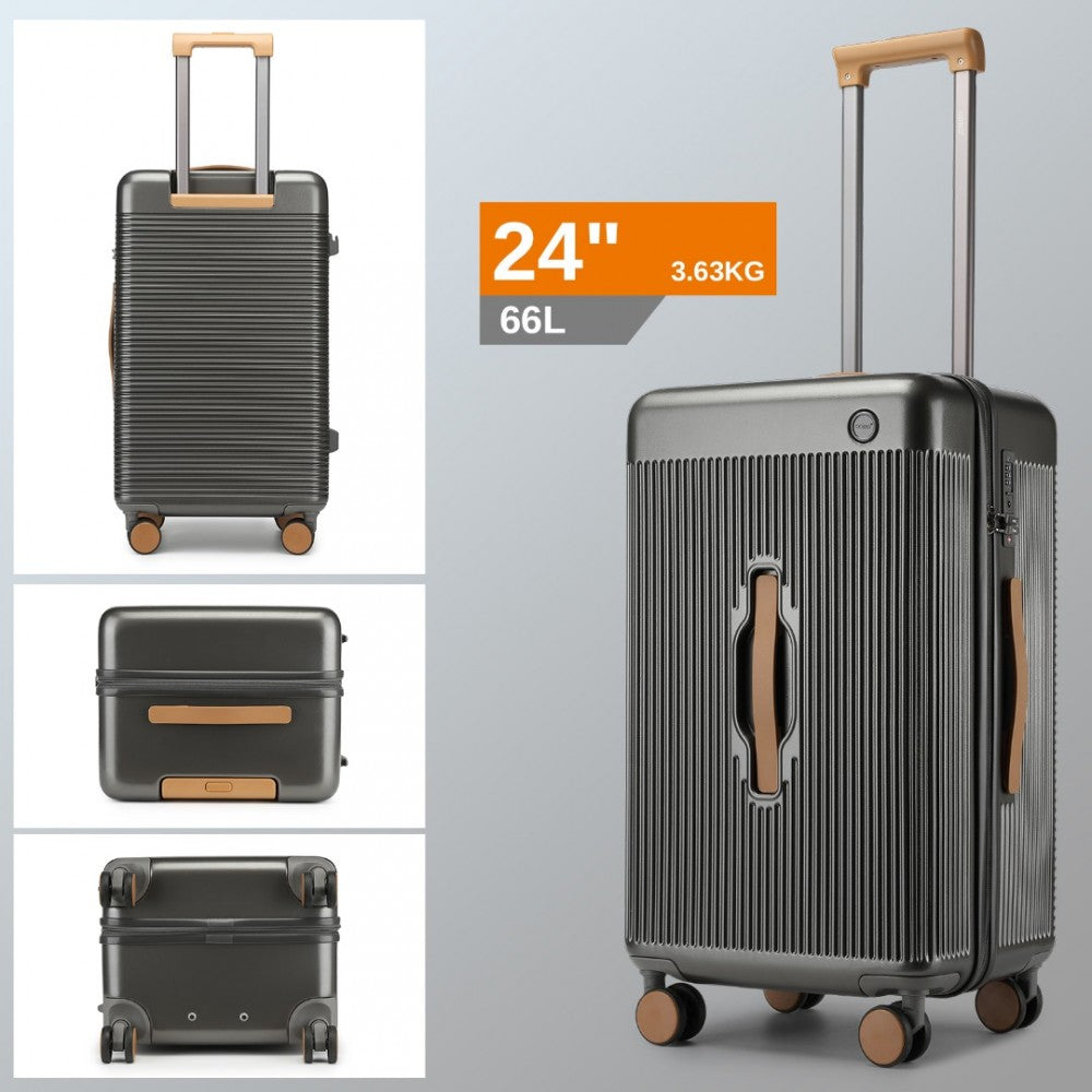 KSK2488 - KONO 24 INCH PREMIUM HARD SHELL CHECK-IN SUITCASE DURABLE ABS AND PC WITH TSA LOCK AND MULTI-HANDLE DESIGN FOR EFFORTLESS TRAVEL - GREY AND BROWN - The Baggage Shop