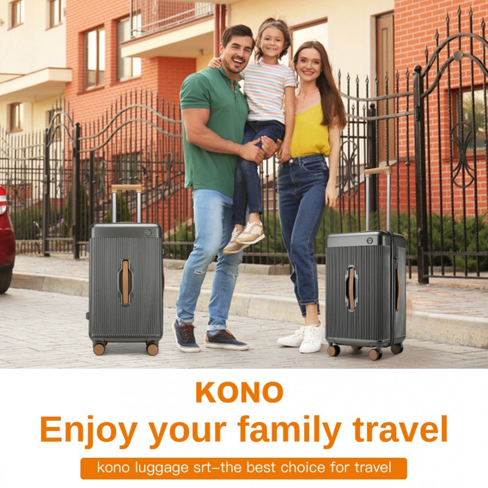 KSK2488 - KONO 24 INCH PREMIUM HARD SHELL CHECK-IN SUITCASE DURABLE ABS AND PC WITH TSA LOCK AND MULTI-HANDLE DESIGN FOR EFFORTLESS TRAVEL - GREY AND BROWN - The Baggage Shop