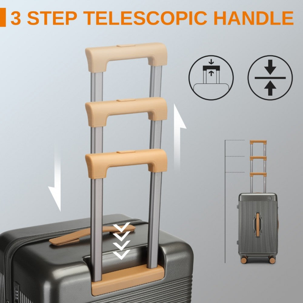 KSK2488 - KONO 24 INCH PREMIUM HARD SHELL CHECK-IN SUITCASE DURABLE ABS AND PC WITH TSA LOCK AND MULTI-HANDLE DESIGN FOR EFFORTLESS TRAVEL - GREY AND BROWN - The Baggage Shop