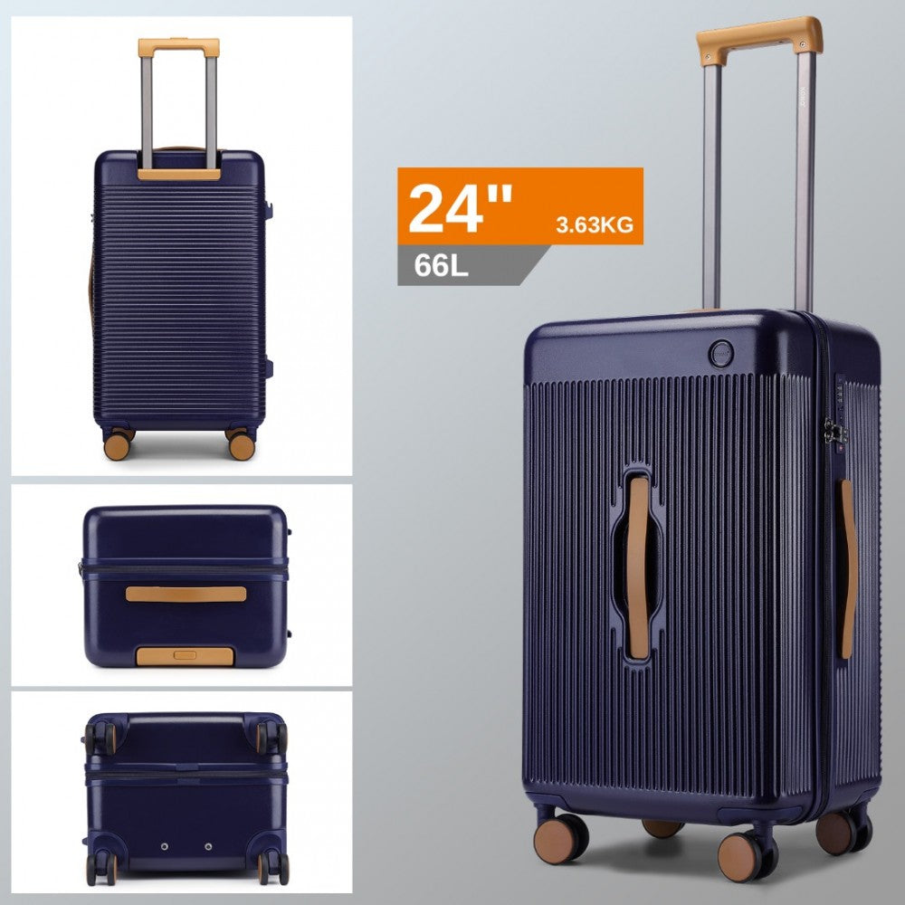 KSK2488 - KONO 24 INCH PREMIUM HARD SHELL CHECK-IN SUITCASE DURABLE ABS AND PC WITH TSA LOCK AND MULTI-HANDLE DESIGN FOR EFFORTLESS TRAVEL - NAVY AND BROWN - The Baggage Shop