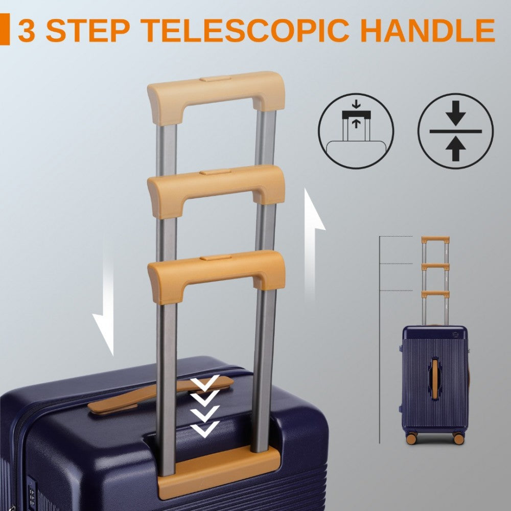 KSK2488 - KONO 24 INCH PREMIUM HARD SHELL CHECK-IN SUITCASE DURABLE ABS AND PC WITH TSA LOCK AND MULTI-HANDLE DESIGN FOR EFFORTLESS TRAVEL - NAVY AND BROWN - The Baggage Shop