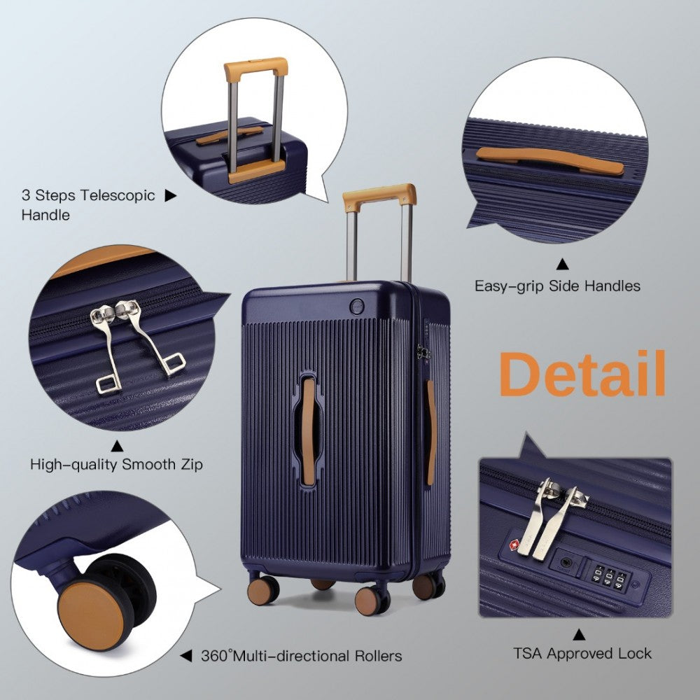 KSK2488 - KONO 24 INCH PREMIUM HARD SHELL CHECK-IN SUITCASE DURABLE ABS AND PC WITH TSA LOCK AND MULTI-HANDLE DESIGN FOR EFFORTLESS TRAVEL - NAVY AND BROWN - The Baggage Shop
