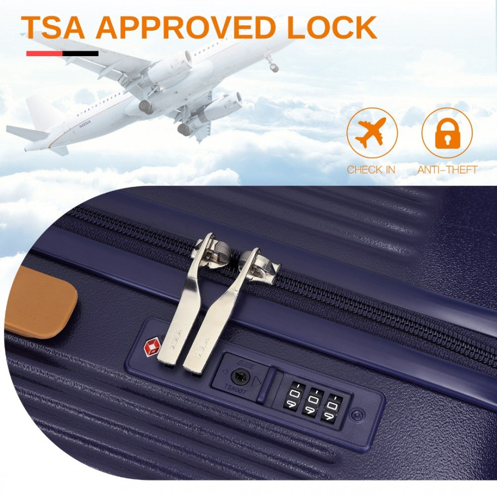 KSK2488 - KONO 24 INCH PREMIUM HARD SHELL CHECK-IN SUITCASE DURABLE ABS AND PC WITH TSA LOCK AND MULTI-HANDLE DESIGN FOR EFFORTLESS TRAVEL - NAVY AND BROWN - The Baggage Shop