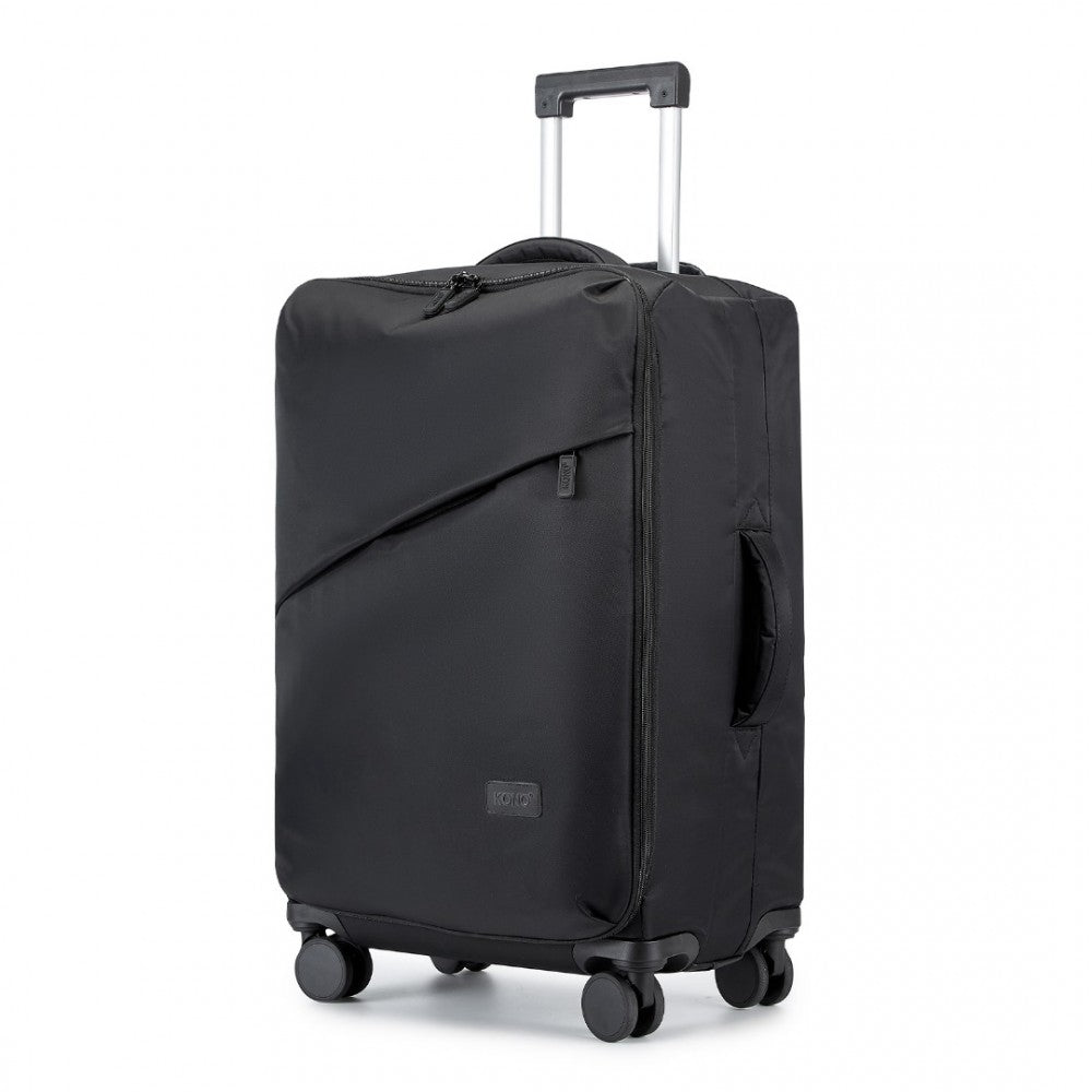 KSK2491 - KONO 3-PIECE 20/24/28 INCH LIGHTWEIGHT DURABLE SOFT SHELL SUITCASE SET WITH TSA LOCK AND SEPARATE WET/DRY COMPARTMENT - BLACK - The Baggage Shop