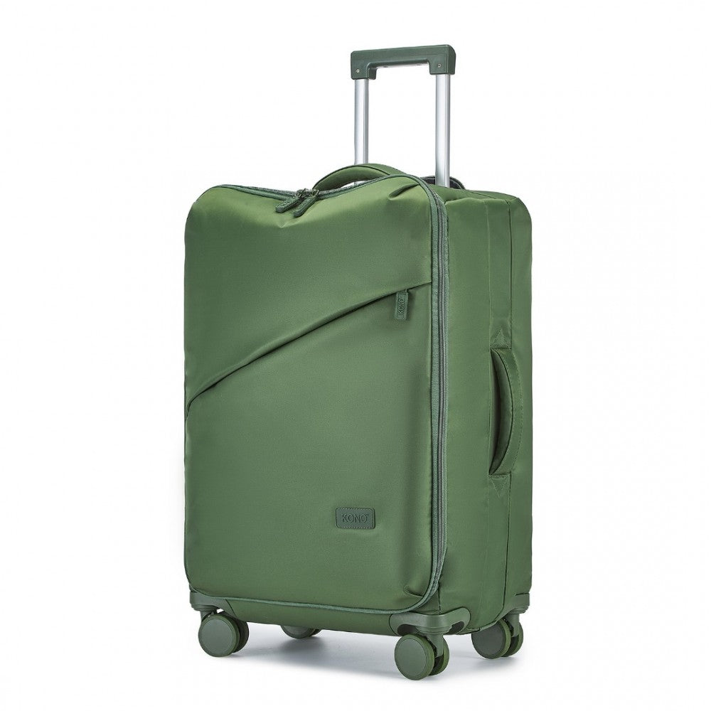 KSK2491 - KONO 3-PIECE 20/24/28 INCH LIGHTWEIGHT DURABLE SOFT SHELL SUITCASE SET WITH TSA LOCK AND SEPARATE WET/DRY COMPARTMENT - GREEN - The Baggage Shop