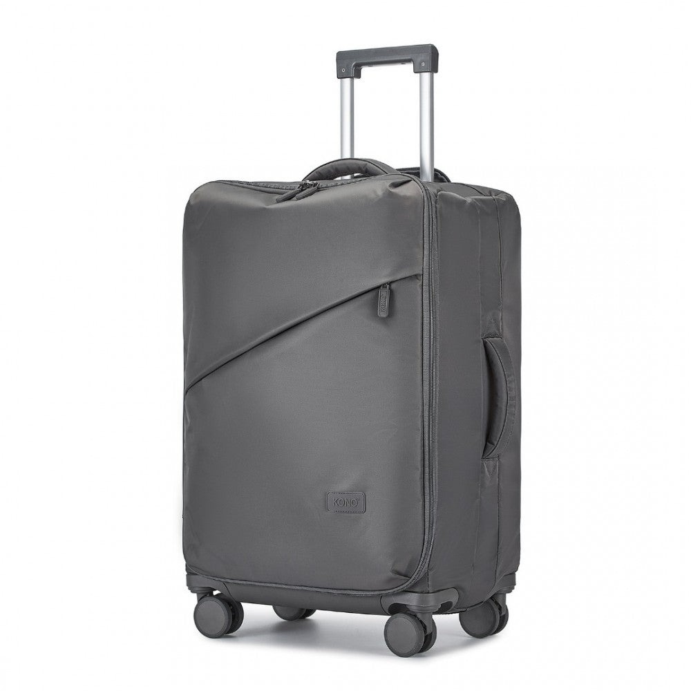 KSK2491 - KONO 3-PIECE 20/24/28 INCH LIGHTWEIGHT DURABLE SOFT SHELL SUITCASE SET WITH TSA LOCK AND SEPARATE WET/DRY COMPARTMENT - GREY - The Baggage Shop