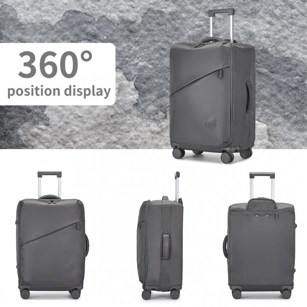 KSK2491 - KONO 3-PIECE 20/24/28 INCH LIGHTWEIGHT DURABLE SOFT SHELL SUITCASE SET WITH TSA LOCK AND SEPARATE WET/DRY COMPARTMENT - GREY - The Baggage Shop
