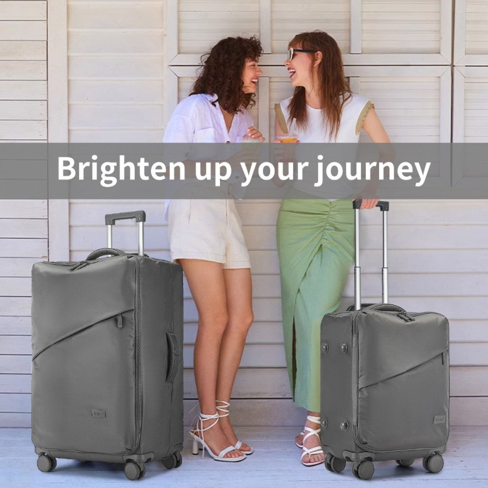 KSK2491 - KONO 3-PIECE 20/24/28 INCH LIGHTWEIGHT DURABLE SOFT SHELL SUITCASE SET WITH TSA LOCK AND SEPARATE WET/DRY COMPARTMENT - GREY - The Baggage Shop