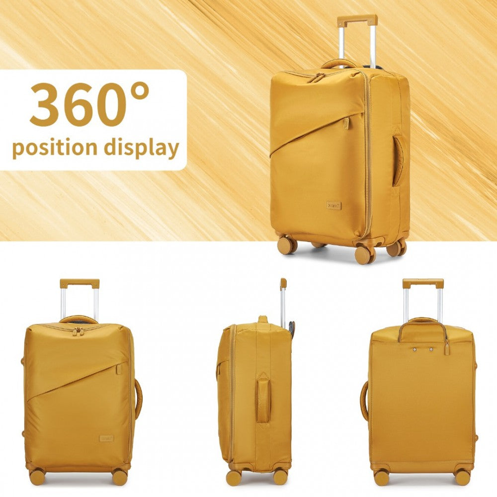 KSK2491 - KONO 3-PIECE 20/24/28 INCH LIGHTWEIGHT DURABLE SOFT SHELL SUITCASE SET WITH TSA LOCK AND SEPARATE WET/DRY COMPARTMENT - YELLOW - The Baggage Shop