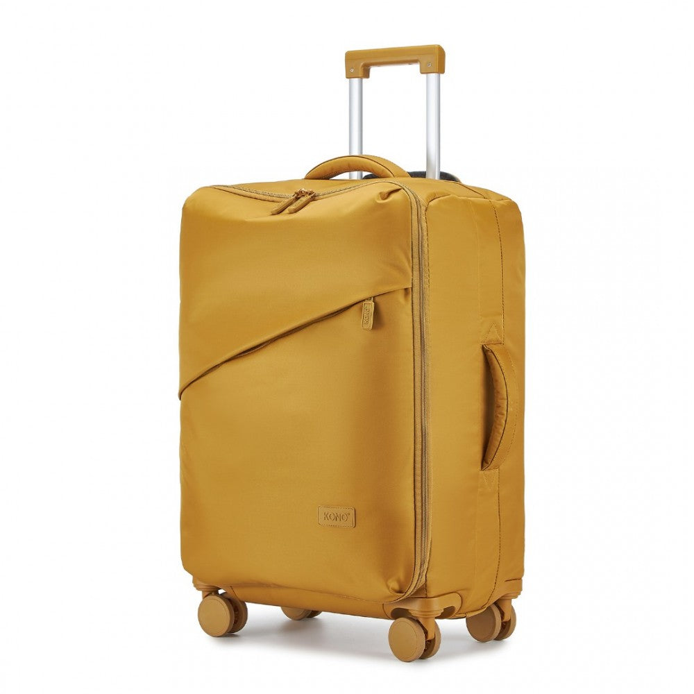 KSK2491 - KONO 3-PIECE 20/24/28 INCH LIGHTWEIGHT DURABLE SOFT SHELL SUITCASE SET WITH TSA LOCK AND SEPARATE WET/DRY COMPARTMENT - YELLOW - The Baggage Shop