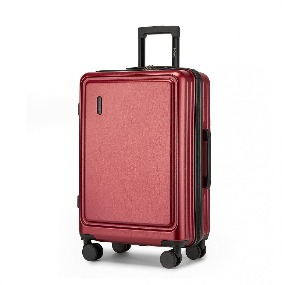 KSK2493 - KONO DURABLE 24 INCH ABS+PC HARDSHELL SUITCASE WITH TSA LOCK LIGHTWEIGHT TRAVEL LUGGAGE WITH 360° SPINNER WHEELS - BURGUNDY - The Baggage Shop