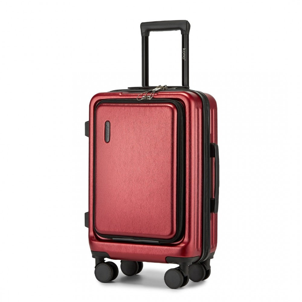 KSK2493 - KONO DURABLE ABS+PC 20 INCH CARRY-ON HARDSHELL SUITCASE WITH TSA LOCK & FRONT LAPTOP COMPARTMENT - BURGUNDY - The Baggage Shop
