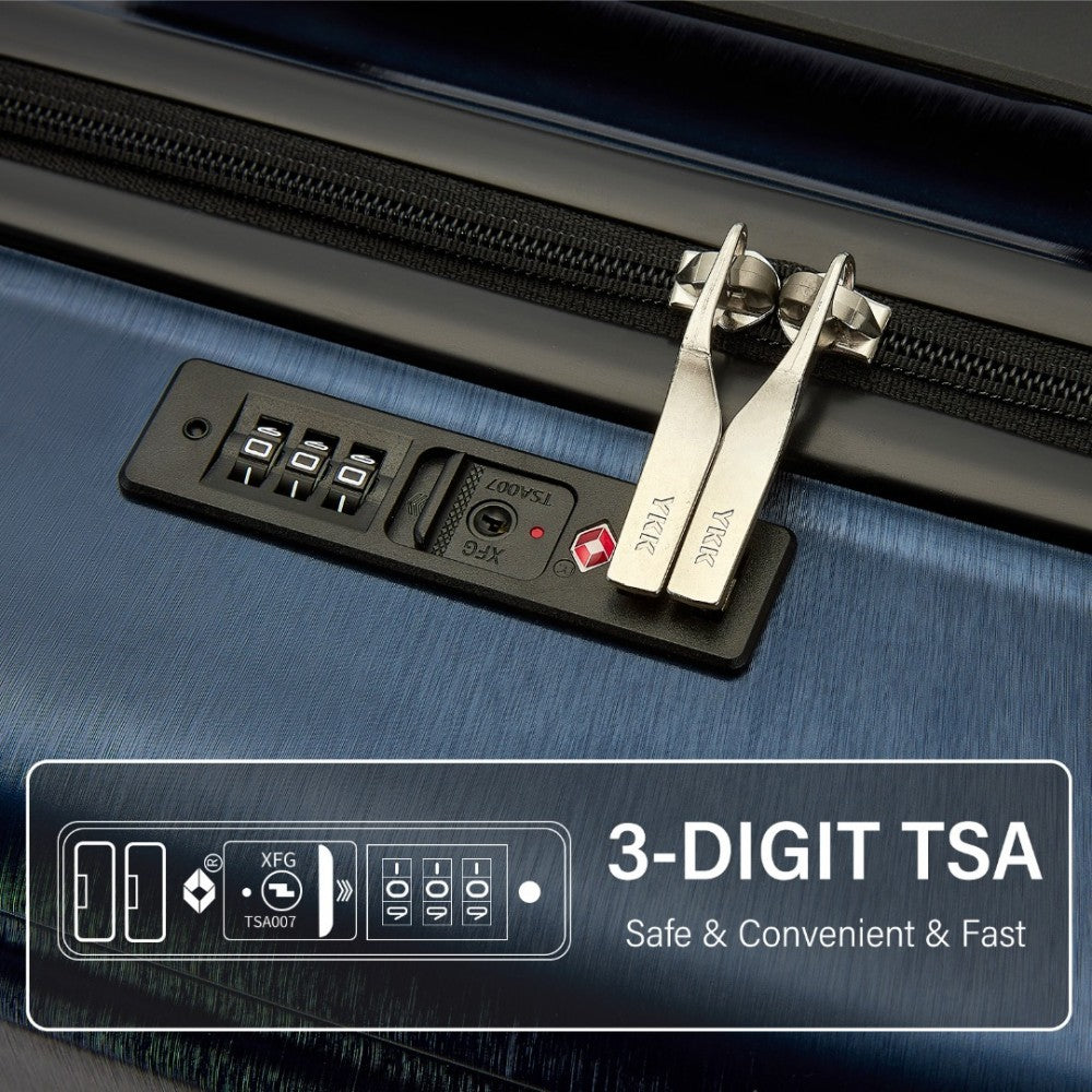 KSK2493 - KONO DURABLE ABS+PC 20 INCH CARRY-ON HARDSHELL SUITCASE WITH TSA LOCK & FRONT LAPTOP COMPARTMENT - NAVY - The Baggage Shop