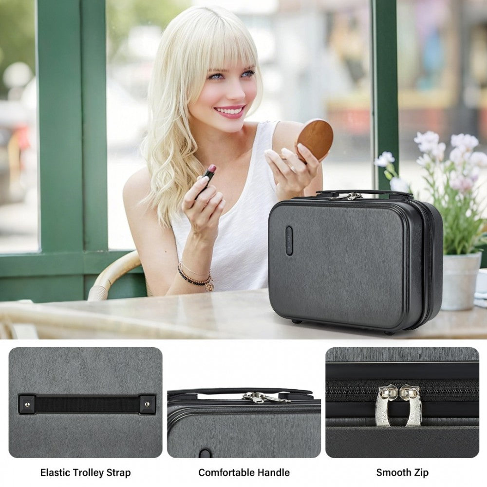 KSK2493 - KONO DURABLE ABS+PC HARDSHELL LUGGAGE SET WITH TSA LOCK 360° SPINNER WHEELS 4-PIECE SET 20/24/28 AND VANITY CASE - GREY - The Baggage Shop
