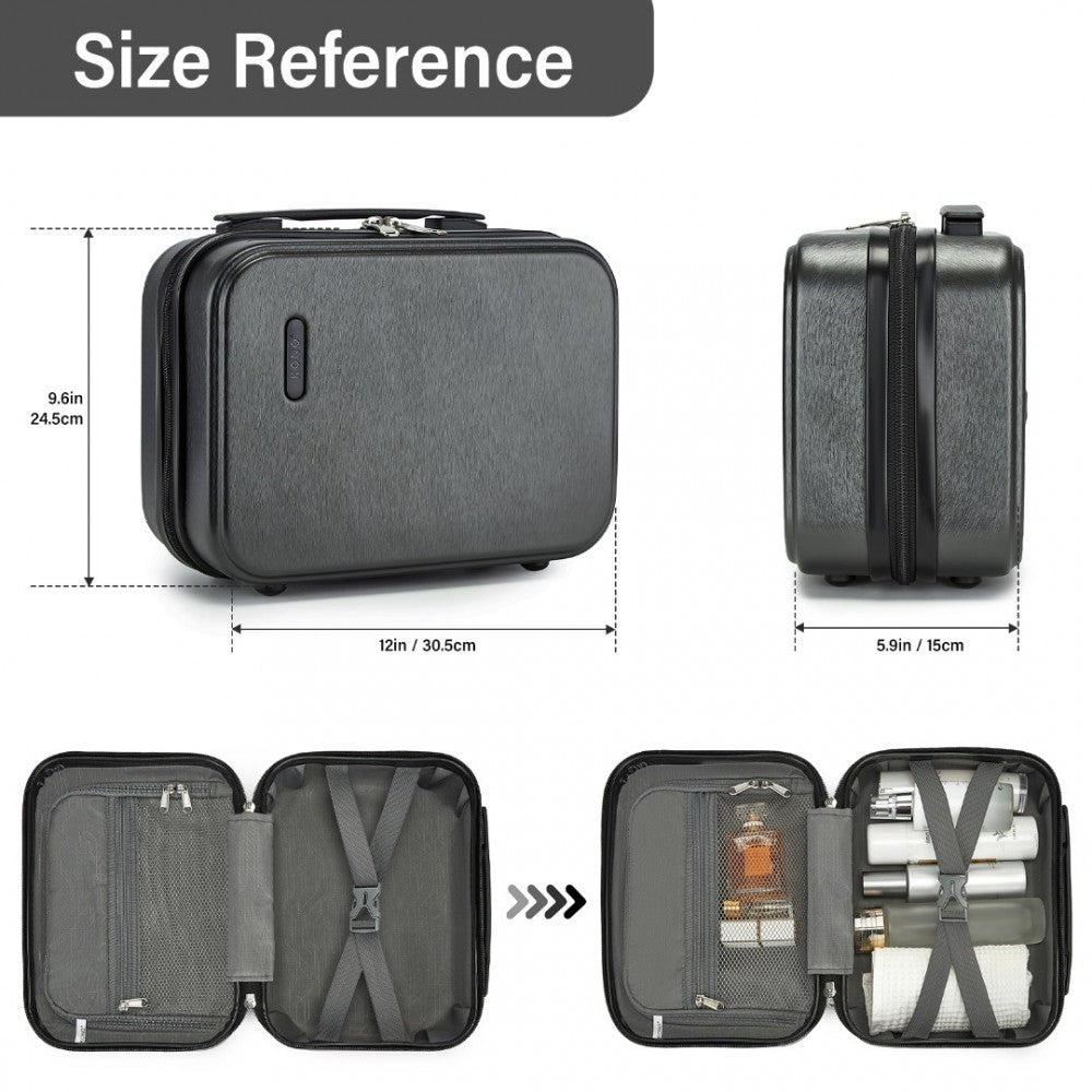 KSK2493 - KONO DURABLE ABS+PC HARDSHELL LUGGAGE SET WITH TSA LOCK 360° SPINNER WHEELS 4-PIECE SET 20/24/28 AND VANITY CASE - GREY - The Baggage Shop