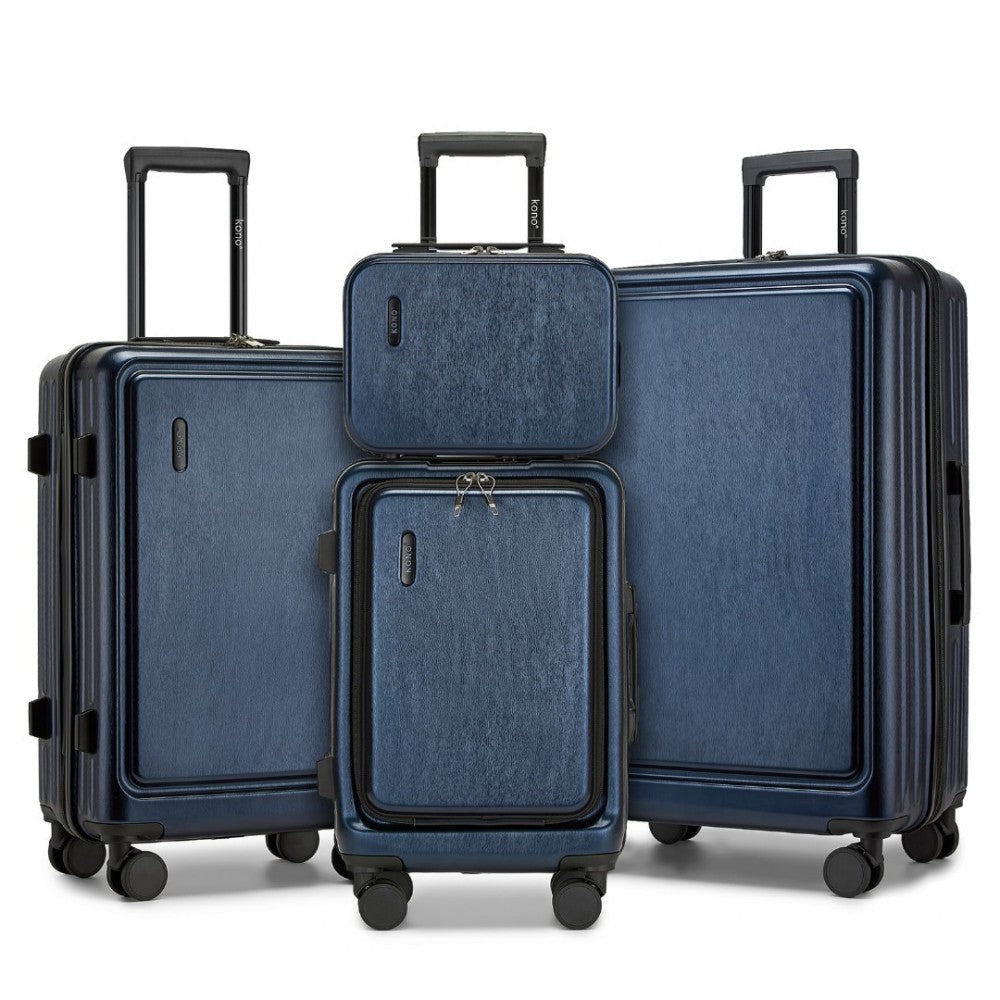 KSK2493 - KONO DURABLE ABS+PC HARDSHELL LUGGAGE SET WITH TSA LOCK 360° SPINNER WHEELS 4-PIECE SET 20/24/28 AND VANITY CASE - NAVY - The Baggage Shop