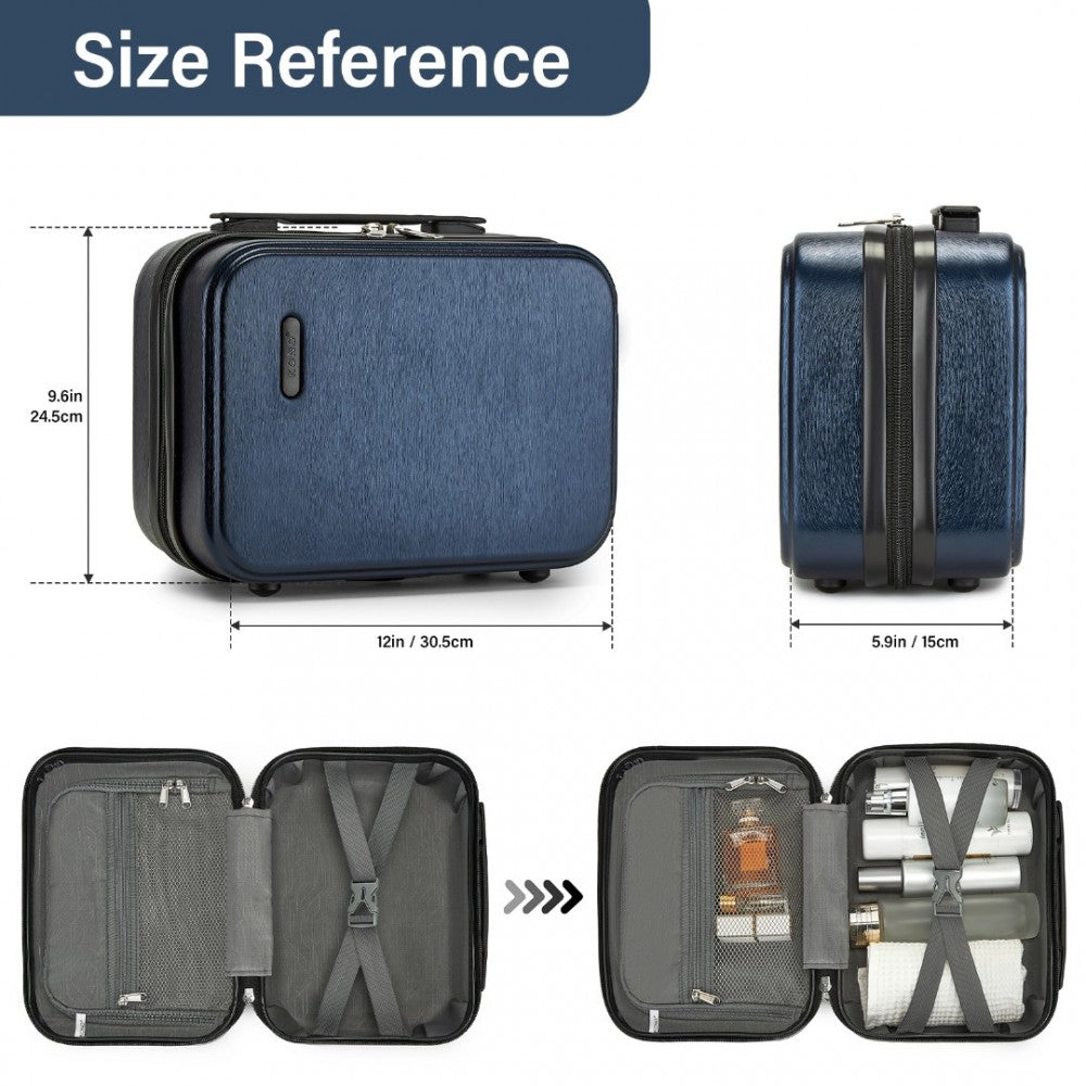 KSK2493 - KONO DURABLE ABS+PC HARDSHELL LUGGAGE SET WITH TSA LOCK 360° SPINNER WHEELS 4-PIECE SET 20/24/28 AND VANITY CASE - NAVY - The Baggage Shop