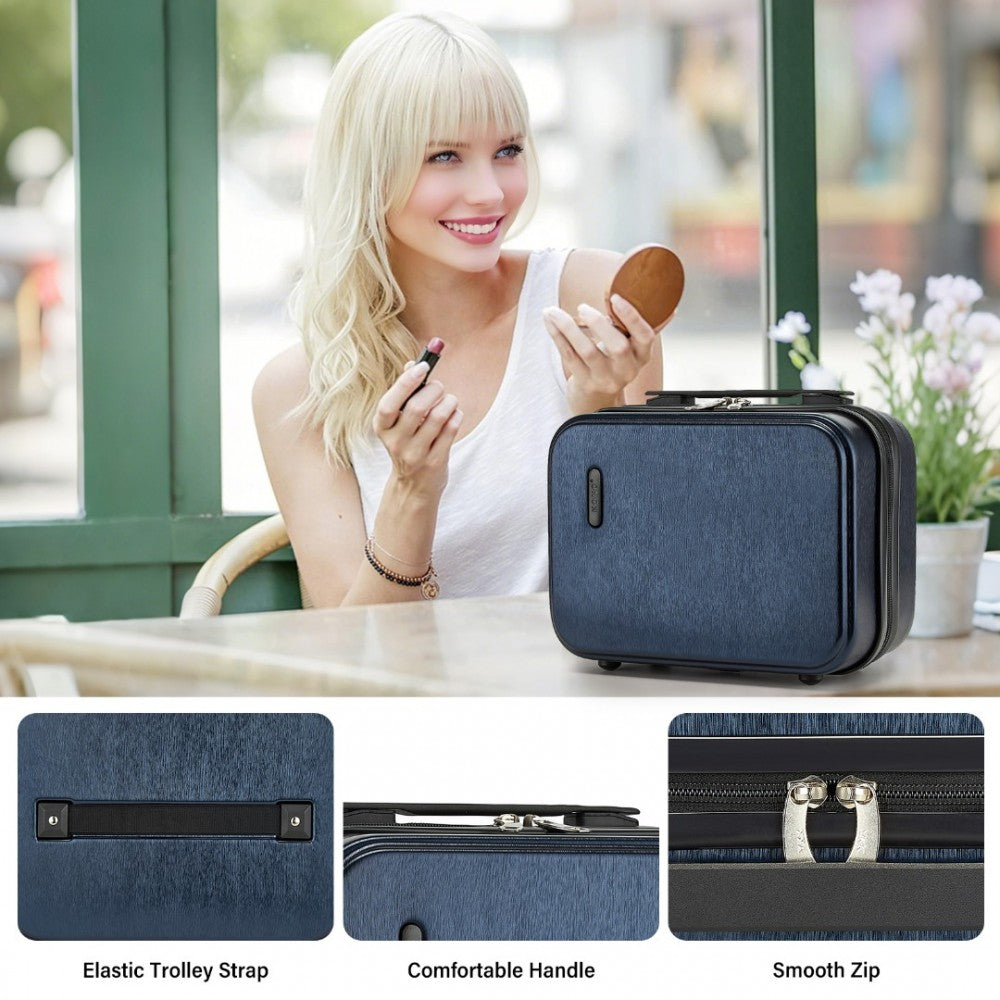 KSK2493 - KONO DURABLE ABS+PC HARDSHELL LUGGAGE SET WITH TSA LOCK 360° SPINNER WHEELS 4-PIECE SET 20/24/28 AND VANITY CASE - NAVY - The Baggage Shop