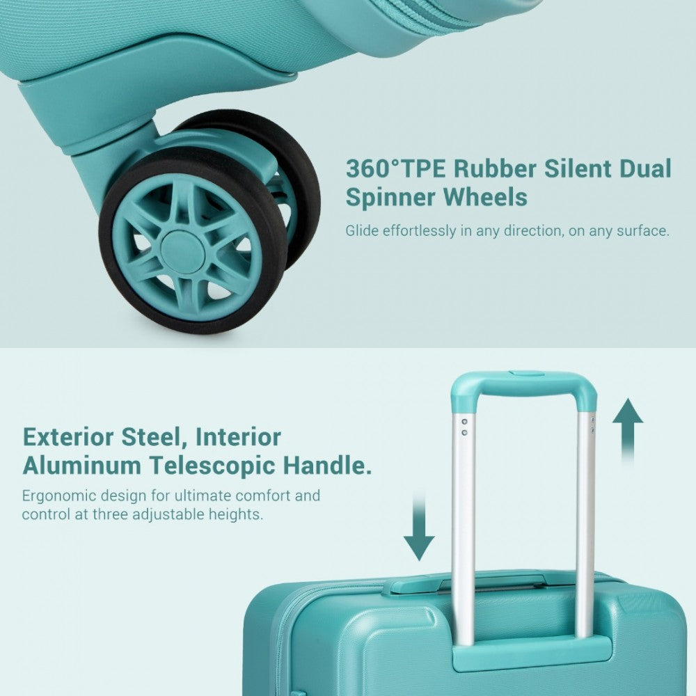 KSK2494 - KONO 3-PIECE MINIMALIST HARD SHELL ABS+PC LUGGAGE SET WITH TSA LOCK AND 360° SPINNER WHEELS - BLUE - The Baggage Shop