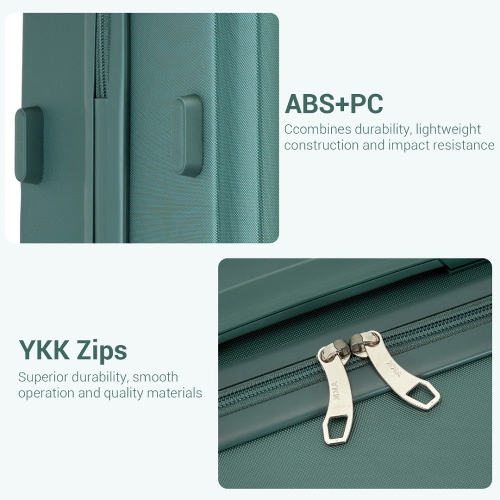 KSK2494 - KONO 3-PIECE MINIMALIST HARD SHELL ABS+PC LUGGAGE SET WITH TSA LOCK AND 360° SPINNER WHEELS - MILITARY GREEN - The Baggage Shop